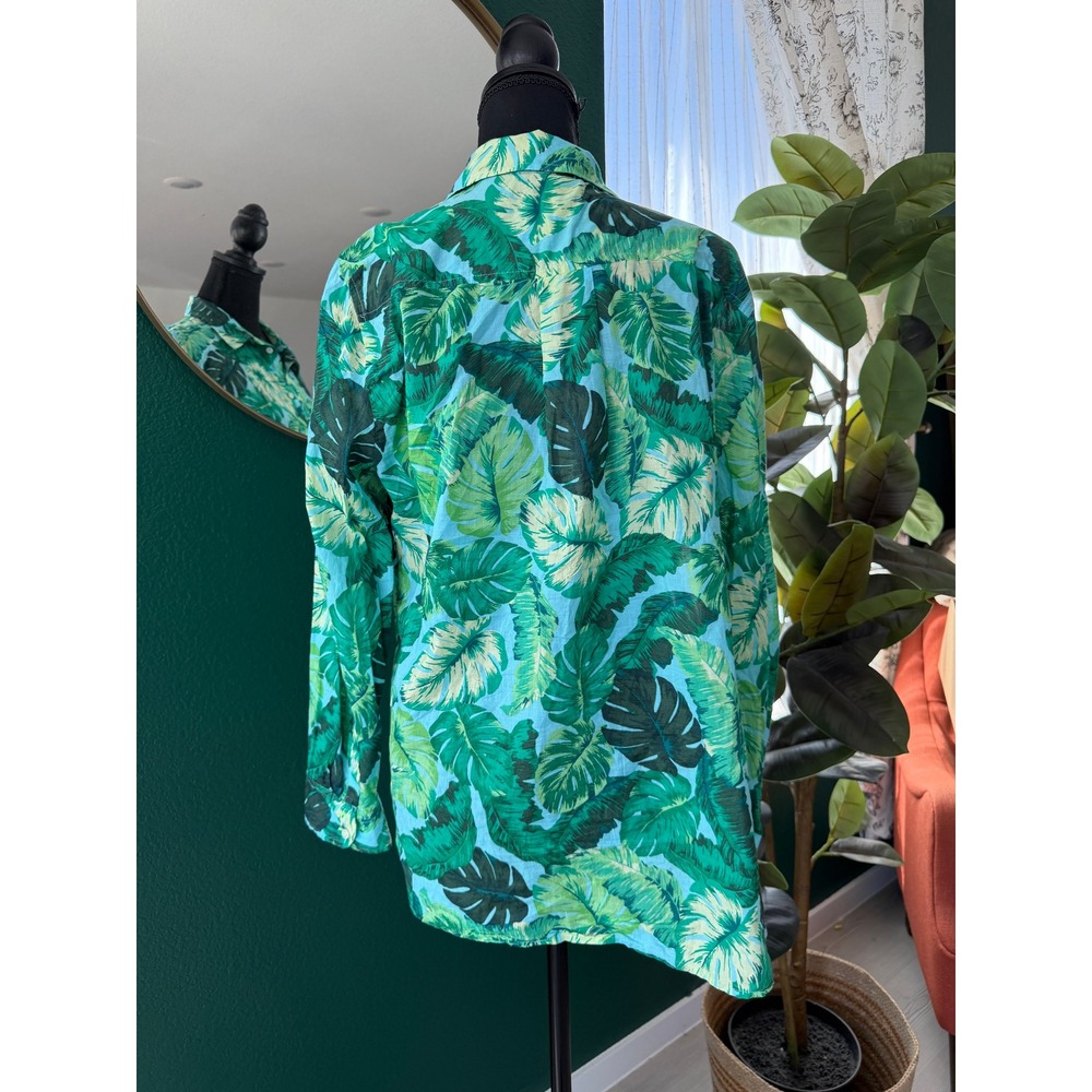 Talbots Tropical Leaf Print Button Down Shirt Wom… - image 4